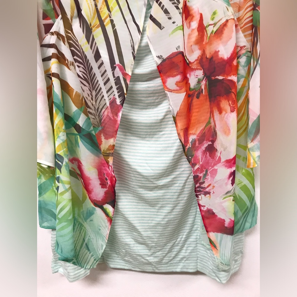 Plus Size Women Short Cap-Sleeve Floral Casual Blouse Tee T Shirt Top Green - Picture 6 of 7